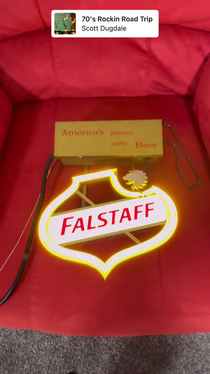 Legendary Falstaff Beer Lighted Sign – 12" x 9" Vintage Bar Decor